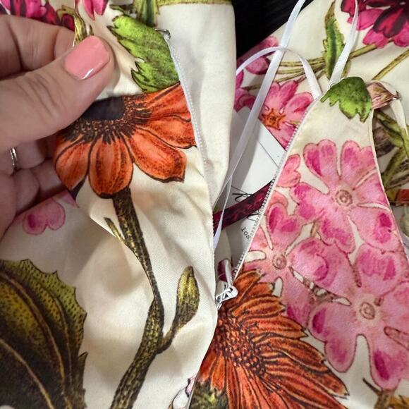 Katie Mae Tara Dress XL Pink Daisy Floral Print Maxi Dress Satin Gown MSRP $298 - Picture 11 of 14